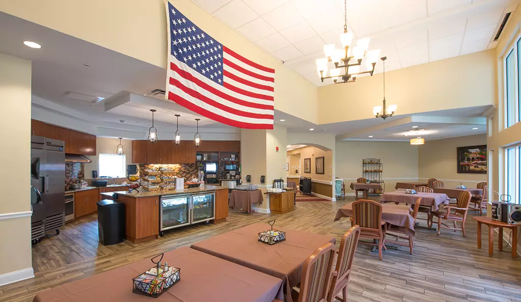 Photo of Oak Hammock - Gainesville, FL, United States. Community Gallery - The Crossroads area in the Oak Hammock Health Pavilion is one of the main meeting and dining areas for staff, residents and friends and family.
